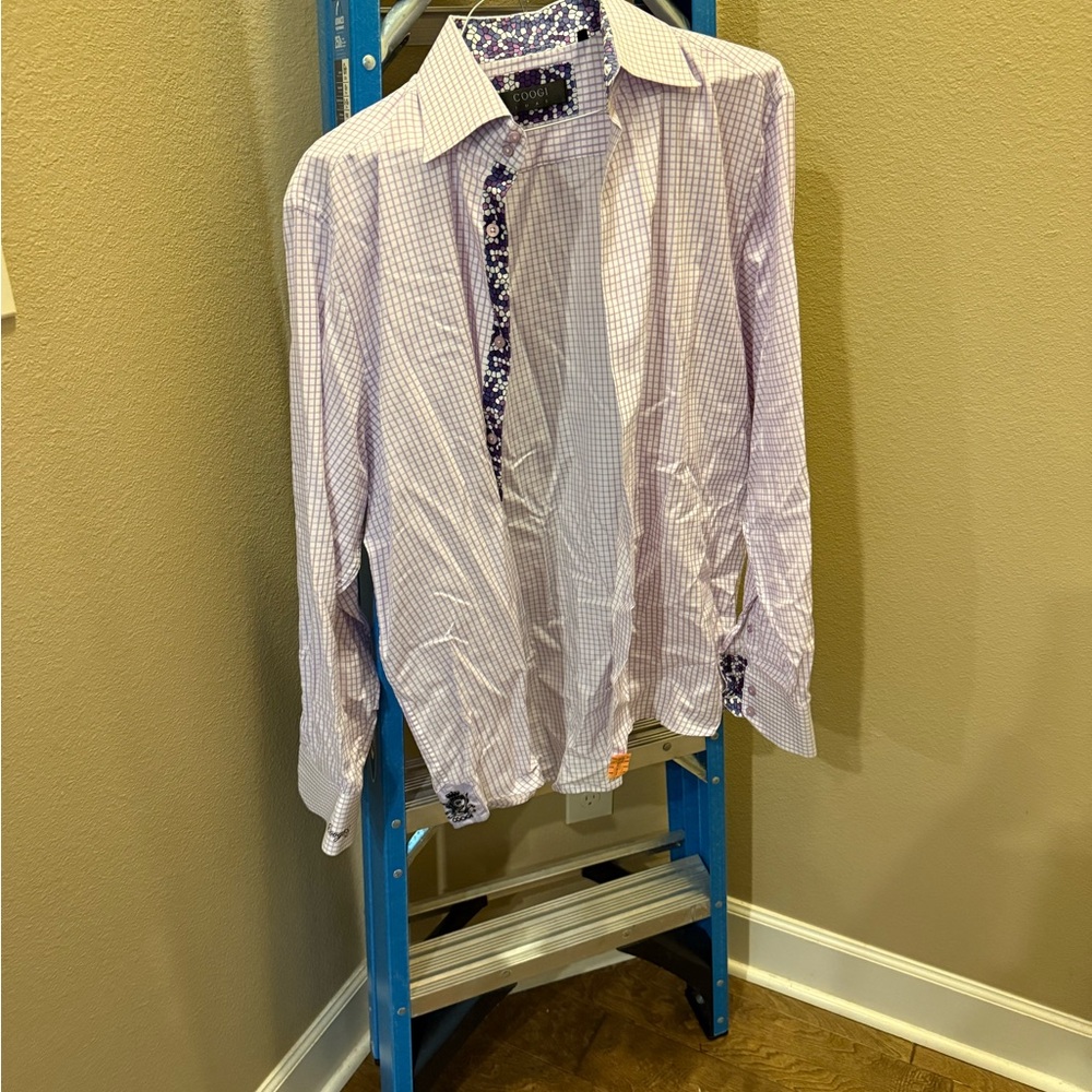 COOGI Purple Checkered Men's Dress Shirt